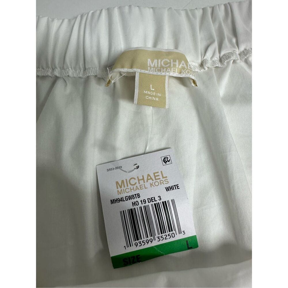 NWT Michael Kors White Eyelet Blouse Medium 3/4 Bell Sleeve 100% Cotton Size L - Picture 4 of 12